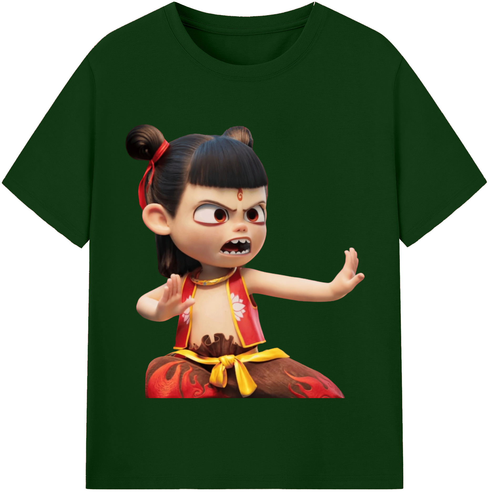 （画像用） Ne Zha 2 ナタ 魔童の大暴れ 綿100％半袖Tシャツ（フロントプリント）
